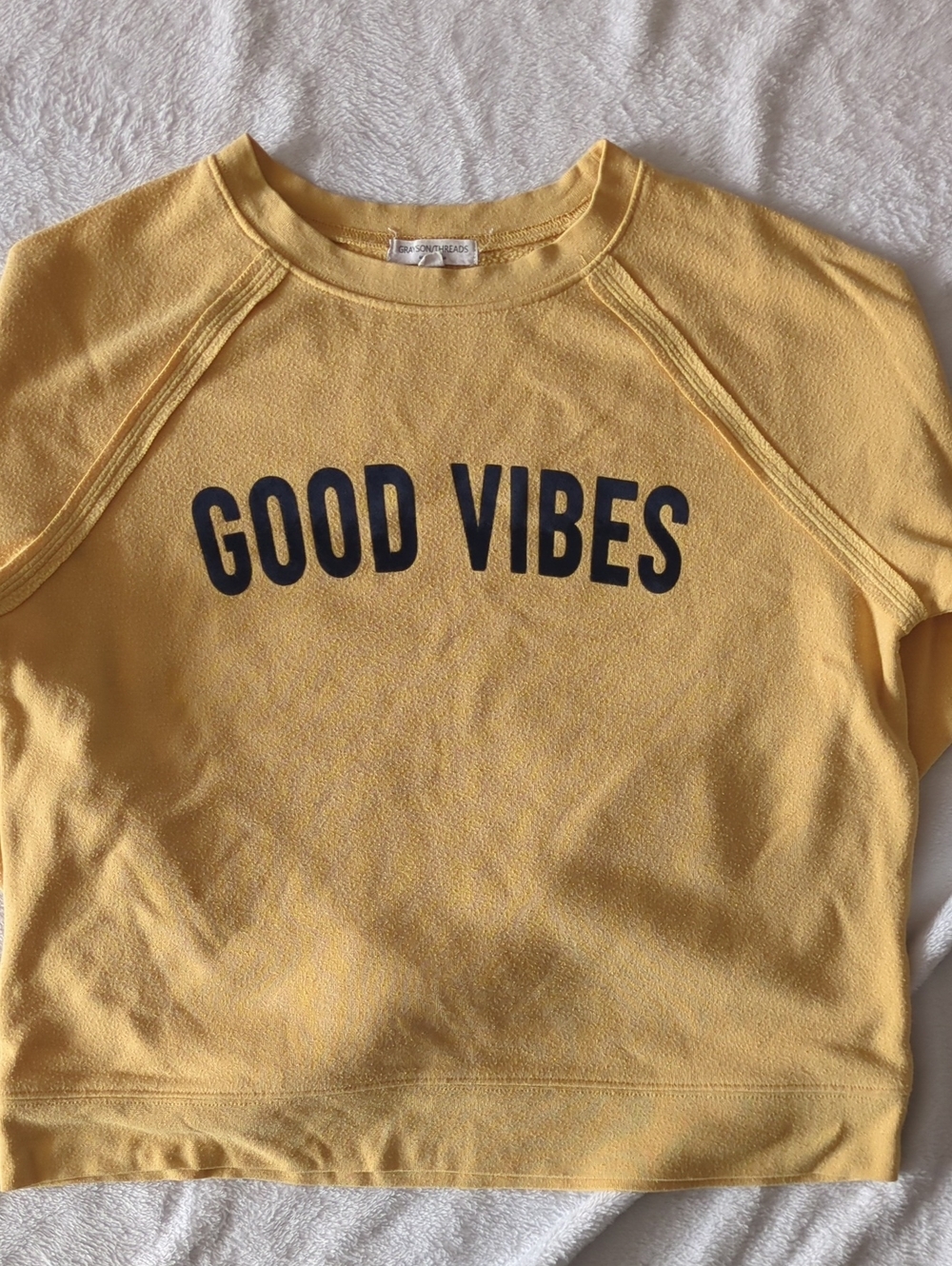 Grayson Threads Yellow "GOOD VIBES" Kids Sweatshirt
